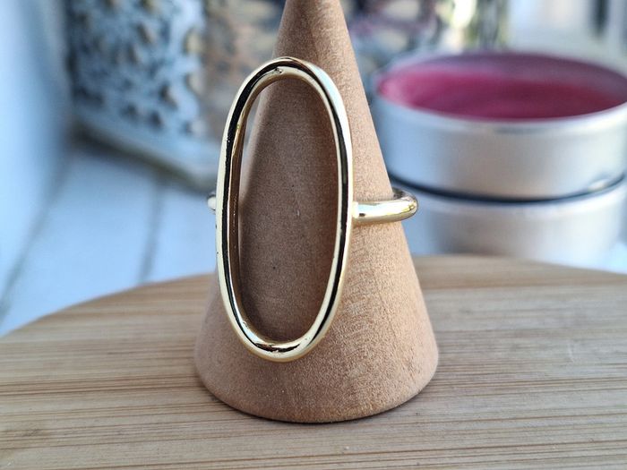 Bague ovale ouverte Doréé , avec un design simple et Minimaliste, Ajustable - photo numéro 4