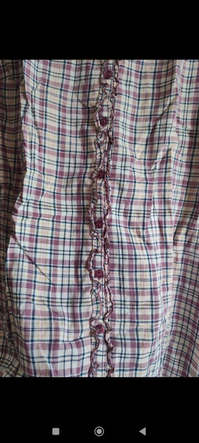 Chemise longue mauve à carreaux taille 46 - photo numéro 5
