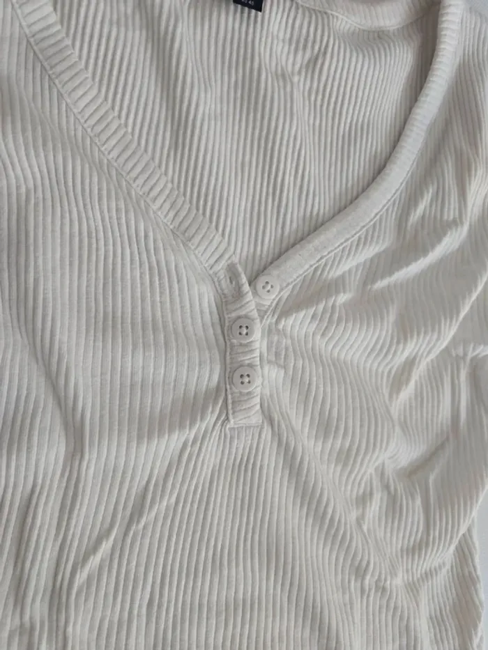 Top cotelé blanc - photo numéro 2