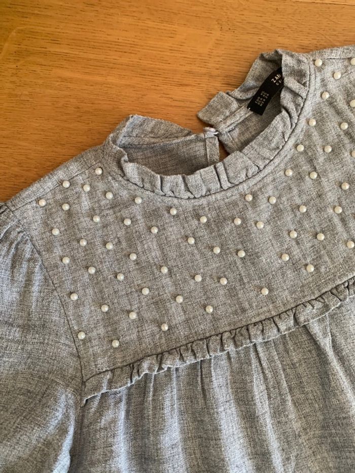 Blouse grise et perles XS - photo numéro 2