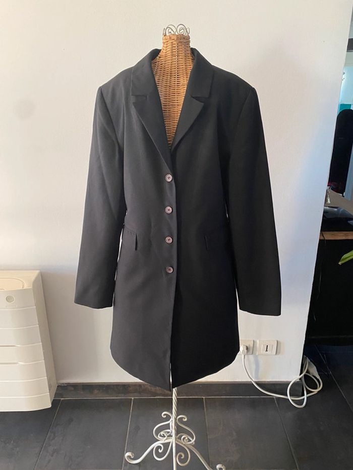 Veste blazer long 3/4 noir camaïeu taille 38 - photo numéro 3