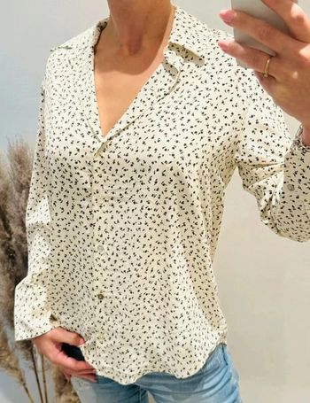 Joli Chemisier femme S/M 36/38 crème-beige et noir