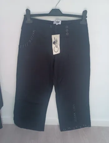 Pantacourts noir en lin et coton femme