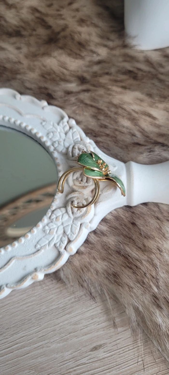 Jolie bague ajustables Parfait état verte et doré - photo numéro 2