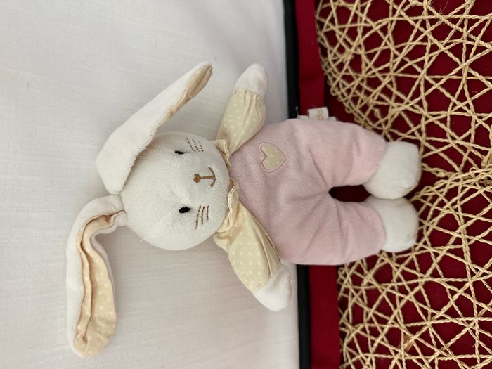 Doudou Lapin Blanc Rose Saumon Cœur dodie