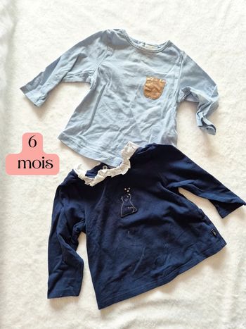 Lot 2 t shirt manches longues 6 mois