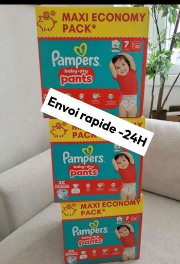 186 couches Pampers taille 7 pants lot de 3 cartons 