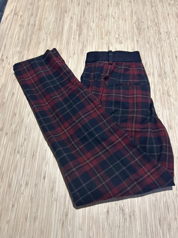 Pantalon vintage kitsch à carreaux doux et chaud S 36 M 38 taille élastique - photo numéro 2