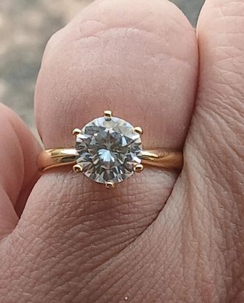 Bague argent plaqué or jaune diamant moissanite 2cts T52 