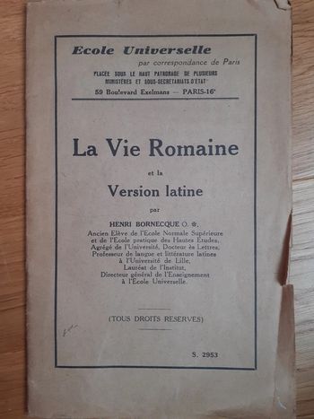 La Vie Romaine et la Version latine Henri Bornecque