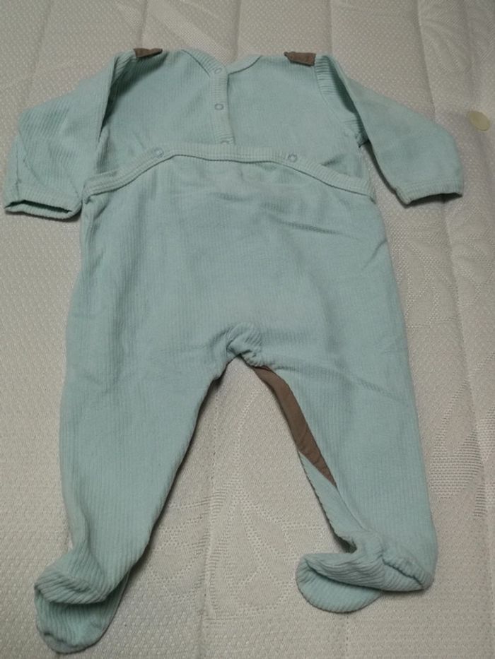 Grenouillère velours bleu marron PB 6m - photo numéro 7