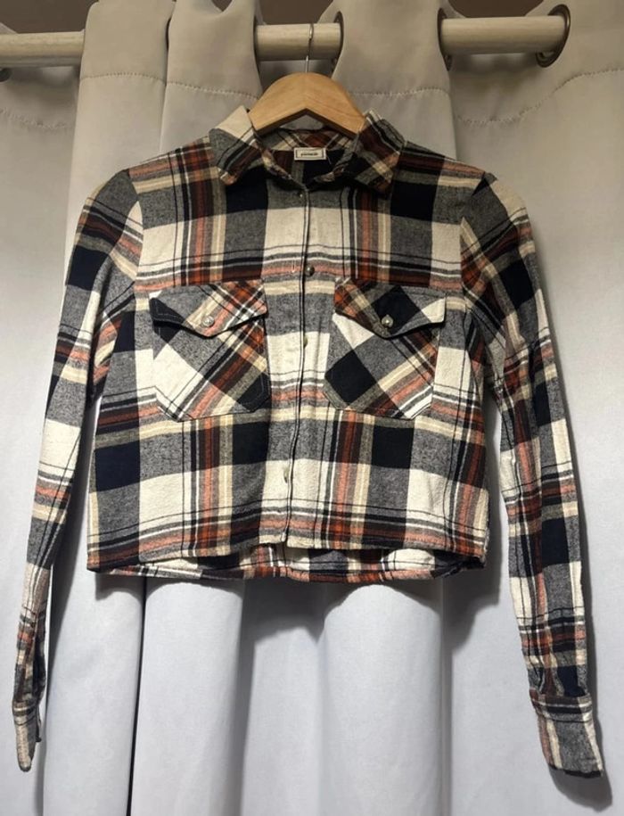 Chemise courte épaisse femme à carreaux