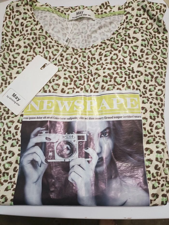 Tee-shirt vert léopard