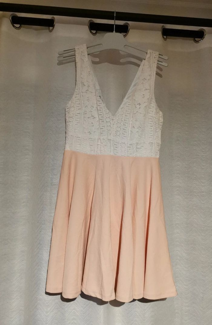 Robe été saumon court dentelle occasion L