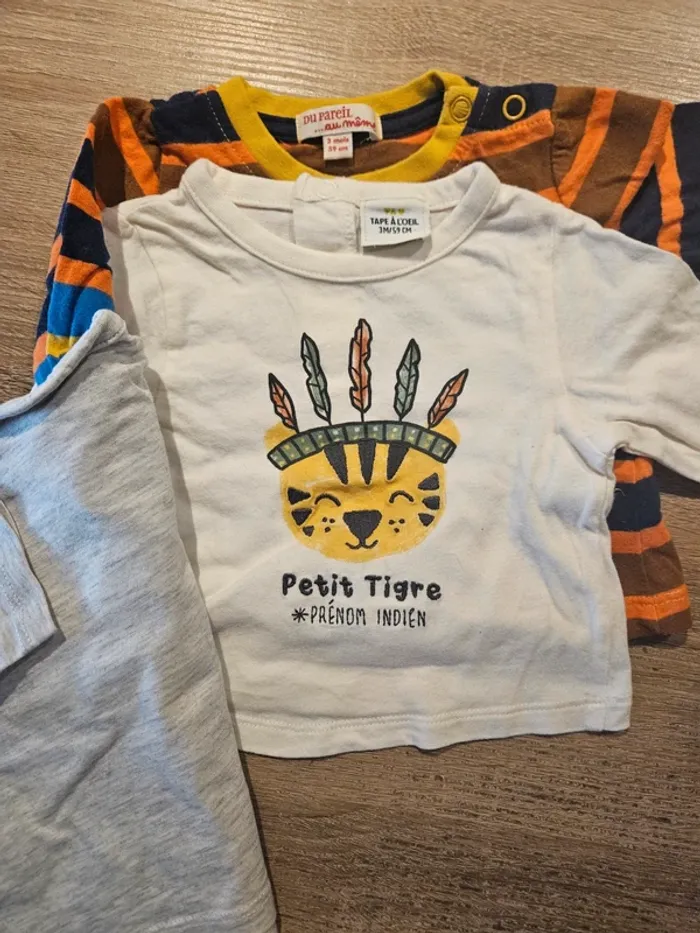 Lot de 3 tee shirt manche longues taille 3 mois 🌸 - photo numéro 2