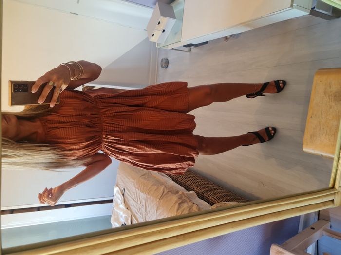 Robe classe couleur rouille Mango Taille 34 - photo numéro 8