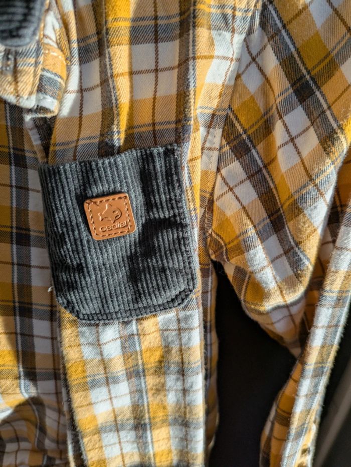 Chemise a carreaux avec empiècements velours - photo numéro 2