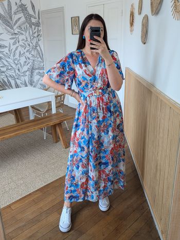 Robe longue Argelès fleurie multicolore Taille S/M