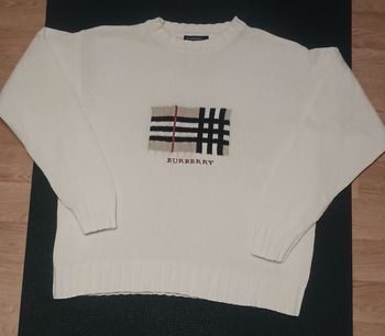 Pull Jersey Burberry London Size S/M Blanc Crème Coton