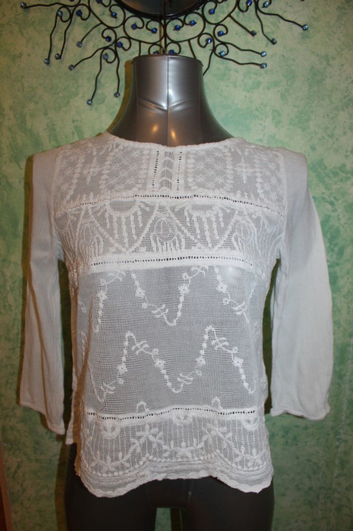 blouse manche 3/4 dentelle taille M