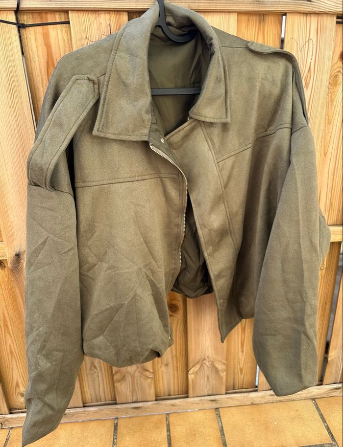 Veste over size kaki fermeture éclair taille S - photo numéro 7