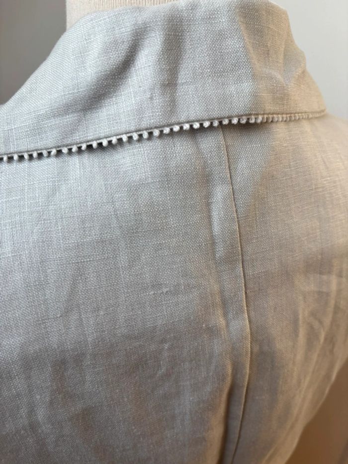 🤍 Sublime blazer en lin - gris détails blancs - T40 - photo numéro 13