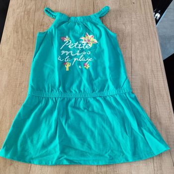Petite robe bretelles fille verte taille 4 ans Petite Miss à la plage Gémo