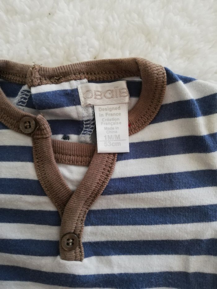 Tee shirt manche longue garçon obaïbi 1 mois marin - photo numéro 3