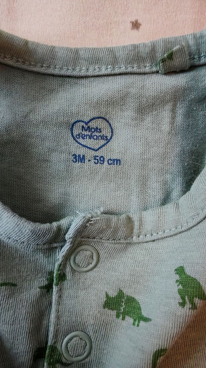 Combishort dinosaure bébé 3 mois - photo numéro 3