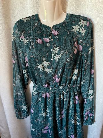 Robe longue vert foncé fleurie lilas 42 Gemo