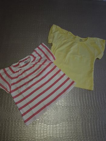 Lot de 2 T-shirts 12 mois manches papillons