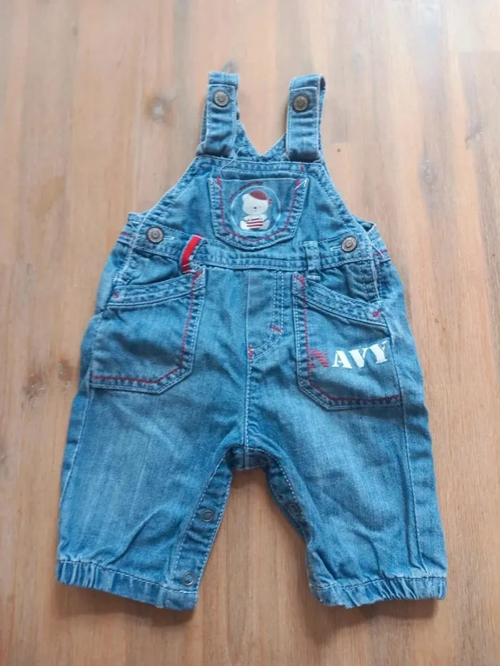 Salopette en jean bébé Tissaia – 1 mois (taille grand)