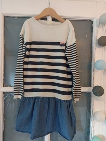 Robe Vertbaudet marinière rayéen jean effet 2en1