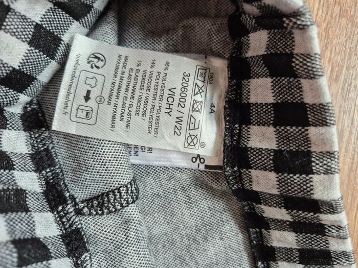 Ensemble 4 ans Jupe short carreau noir/blanc, Haut manche longue élastique poignet/taille - photo numéro 11
