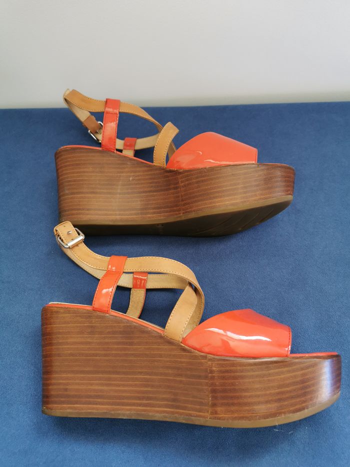 Sandale tout cuir corail et camel -37 - JB Martin - photo numéro 4