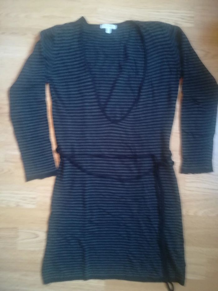 Pull tunique 123 gris rayé noir