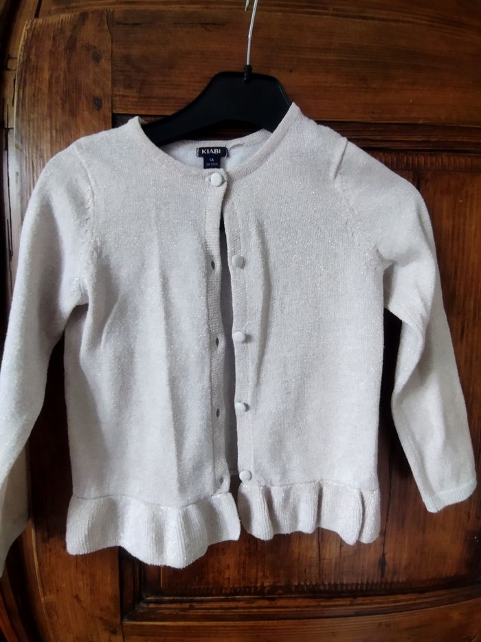 Gilet beige rosé pailleté 5 ans Kiabi - photo numéro 1