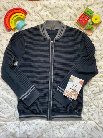 gilet zippé marine et gris 12 ans orchestra