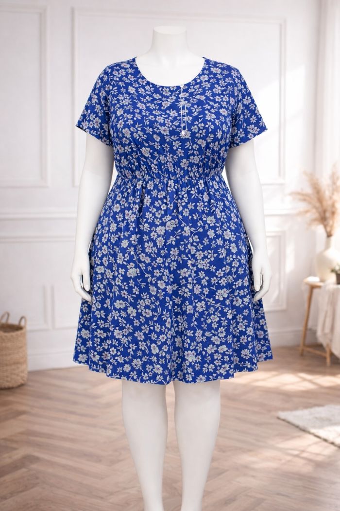 Robe champêtre herbier poétique bleu et multicolore Femme taille 54 marque Boohoo 💍 - photo numéro 5