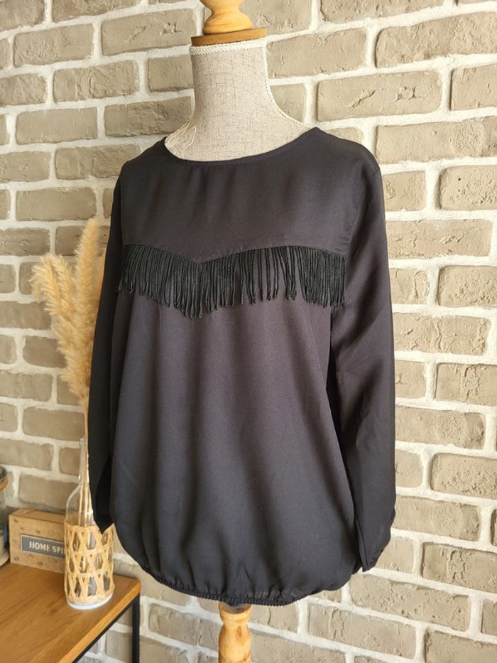 Blouse fluide noire à franges Arkitect - Neuve - photo numéro 6