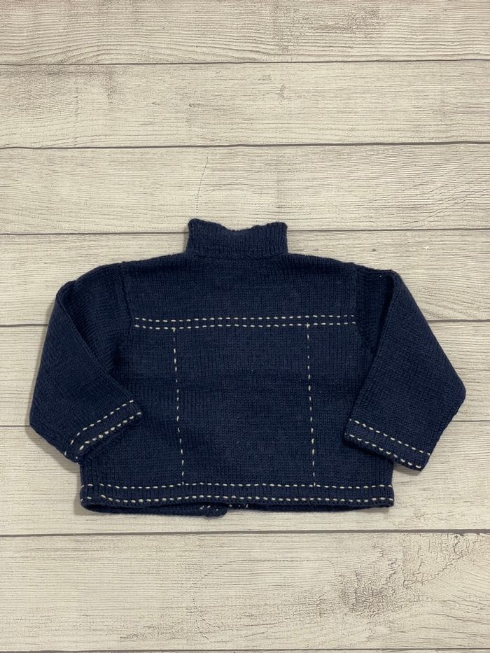 Fait main - Gilet - Bleu marine - 18 mois