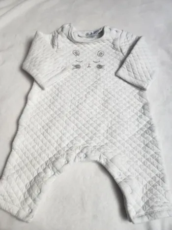 Pyjama blanc côtelé mixte bébé 9 mois automne hiver Verbaudet
