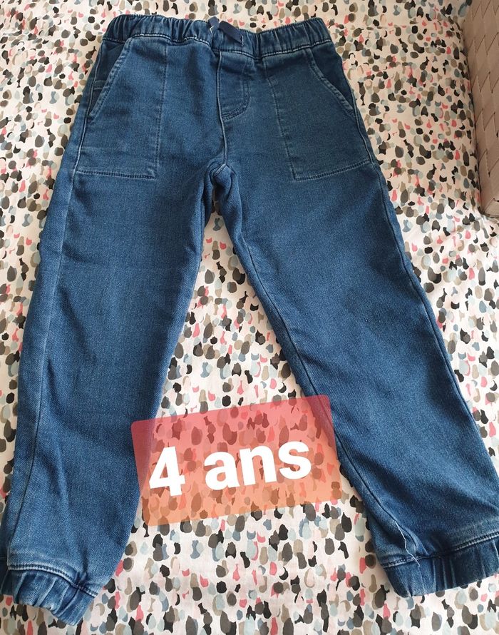 Jeans épais souple taille élastique tex 4 ans - photo numéro 1