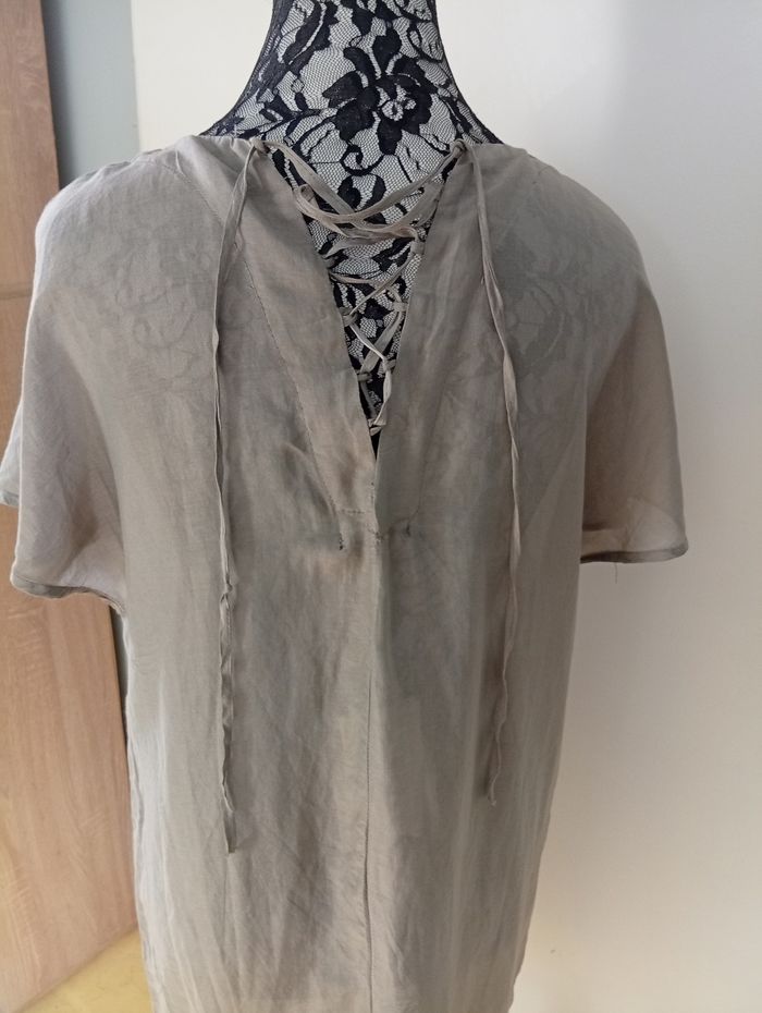 Jolie robe tunique décos perles légèrement transparente indiqué S peut aller à un 38 Coton/soie - photo numéro 4