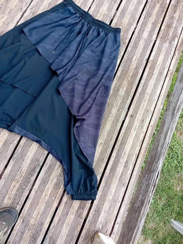 Pantalon large jupe hakama noir et gris M - photo numéro 4