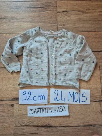 🌈 Gilet H&M fine maille gris  92 cm (1,5 à 2 ans) 🌈