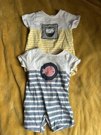 Lot de 2 combinaisons short obaibi 6 mois