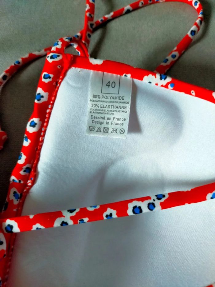 Bikini rouge fleuri – Taille 40 – Neuf avec étiquette - photo numéro 6