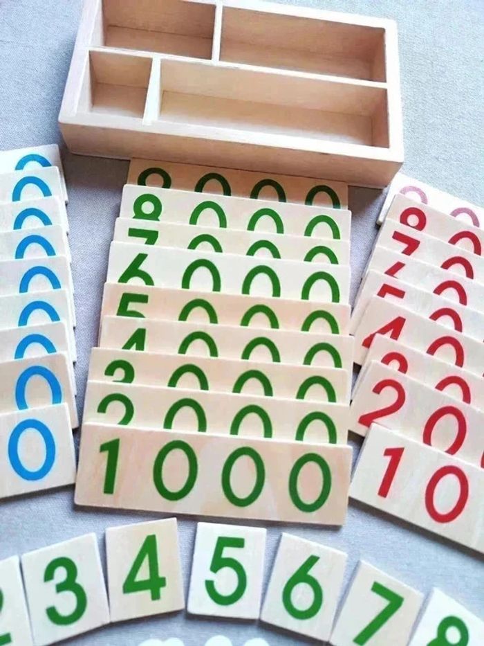 Cartes en Bois des Nombres de 1 à 9999 Montessori - photo numéro 4