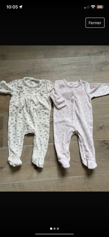 Lot de 2 pyjamas dors bien en velours Kiabi Gemo T 9 mois